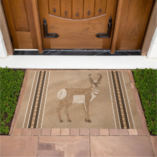 Southwest Pronghorn Antelope and Brown Border  Doormat