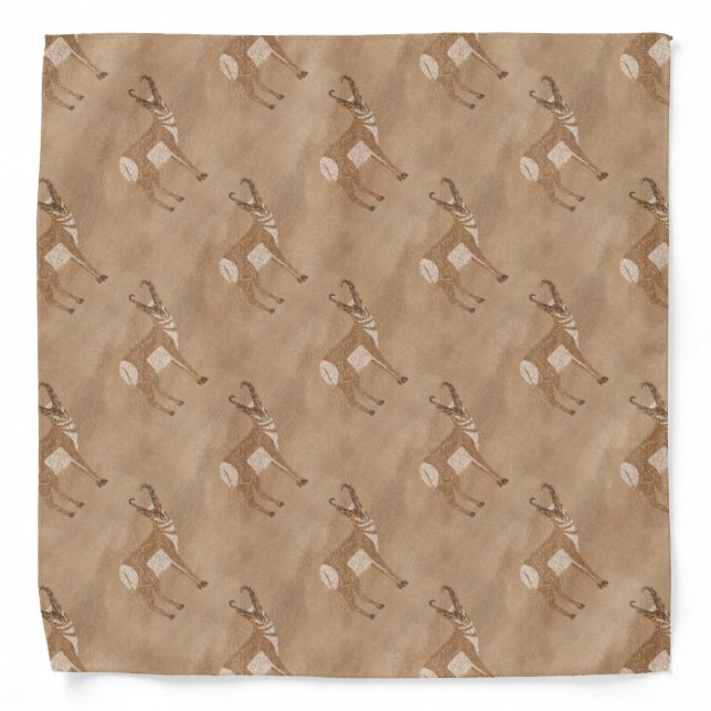 Southwest Pronghorn Antelope Animal Pattern Brown Bandana (Front)