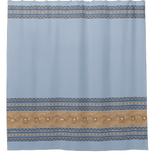 Southwest Pronghorn Antelope Blue & Tan Pattern Shower Curtain