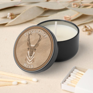 Southwest Pronghorn Antelope Brown Personalized Mini Candle Favors