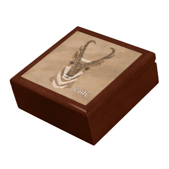 Southwest Pronghorn Antelope Custom Keepsake Box (Side)