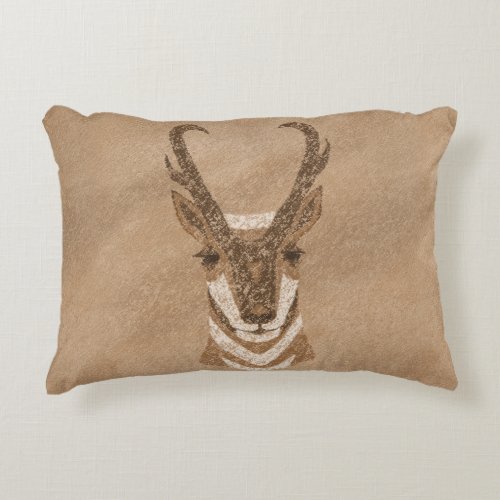 Southwest Pronghorn Antelope Face  Accent Pillow