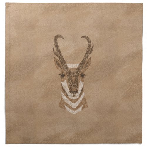 Southwest Pronghorn Antelope Face Petroglyph Style Cloth Napkin