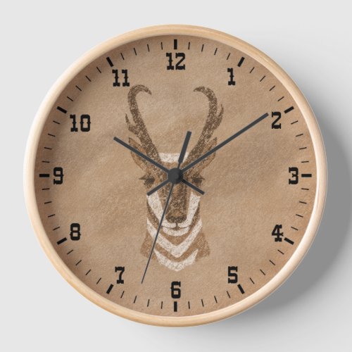 Southwest Pronghorn Antelope Head Framed Clock