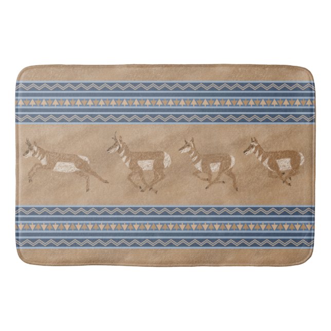 Southwest Pronghorn Antelope Herd Art Bath Mat (Front)