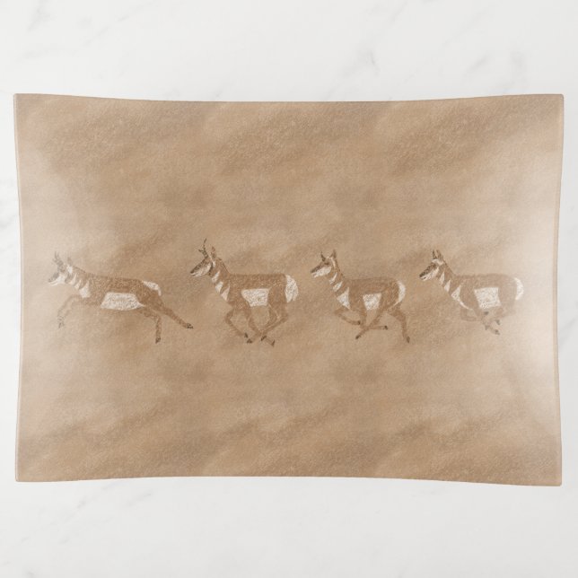 Southwest Pronghorn Antelope Herd  Trinket Tray (Front)