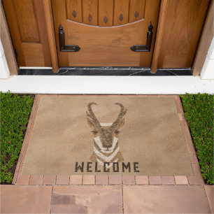 Southwest Pronghorn Antelope Personalized Doormat