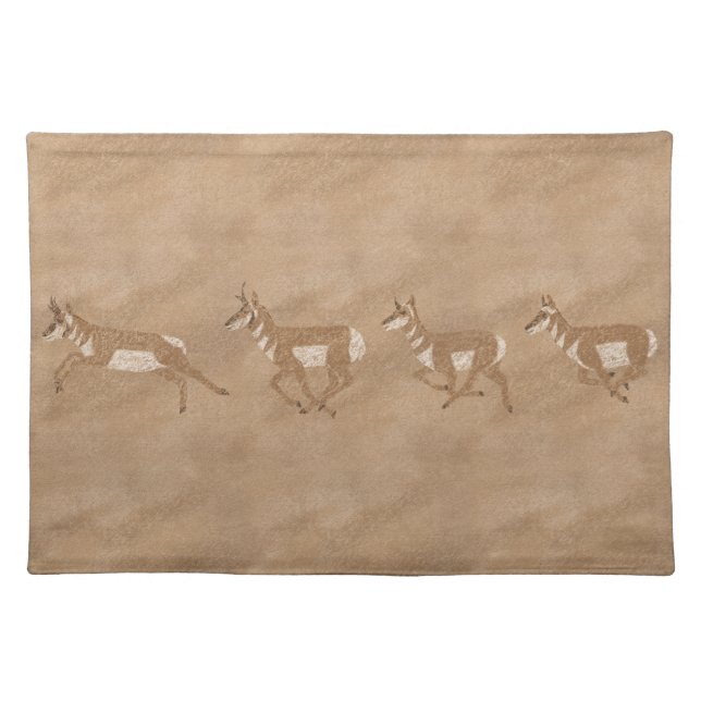 Southwest Pronghorn Antelope Petroglyph Cloth Placemat (Front)
