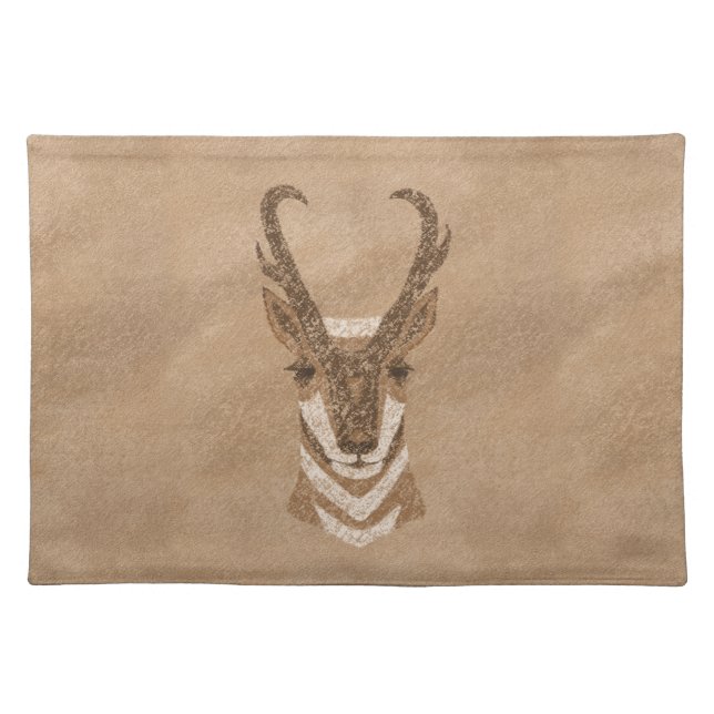 Southwest Pronghorn Antelope Petroglyph Cloth Placemat (Front)