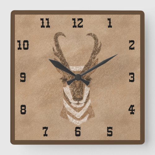 Southwest Pronghorn Antelope Square Wall Clock