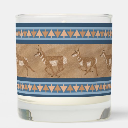 Southwest Pronghorn Antelopes Geometric Blue  Bro Scented Candle
