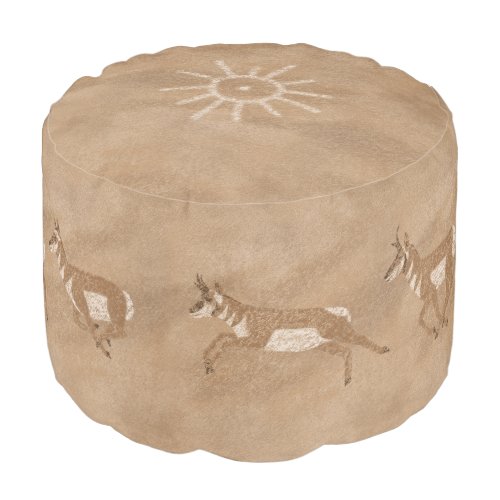 Southwest Pronghorn Petroglyph Pouf