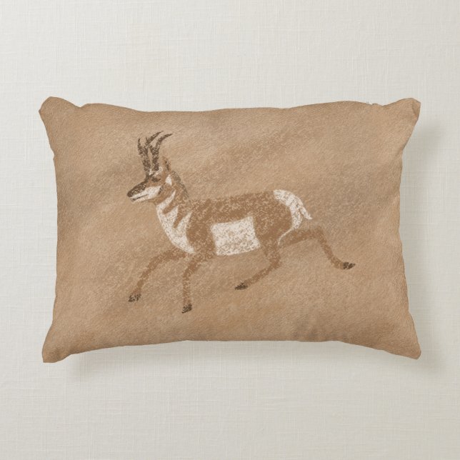 Southwest Pronghorn Running Antelope Accent Pillow (Front)