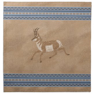 Southwest Pronghorn Running Antelope Blue Border 