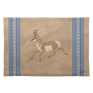 Southwest Pronghorn Running Antelope Blue Border 
