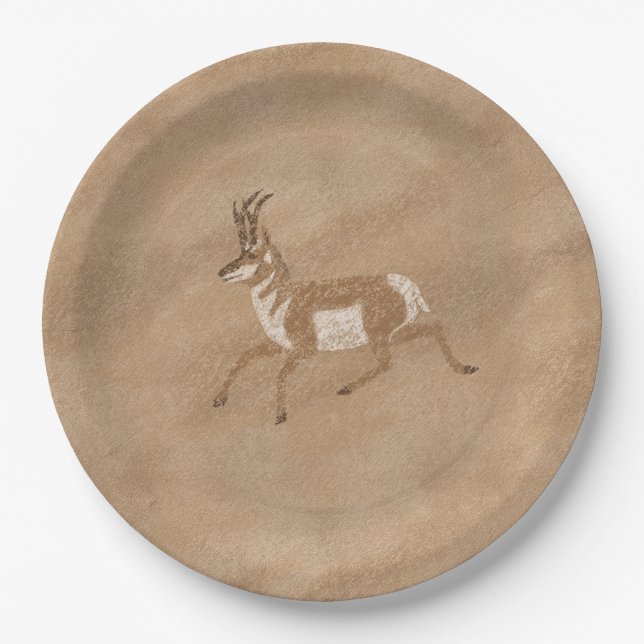 Southwest Pronghorn Running Antelope  Paper Plates (Front)