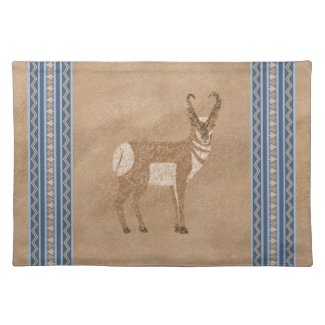 Southwest Pronghorn Standing Antelope Blue Border 