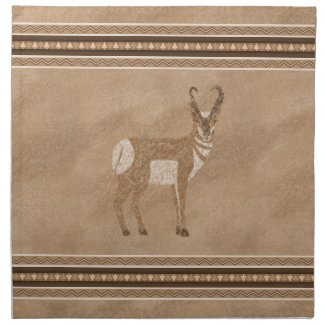 Southwest Pronghorn Standing Antelope Brown Border