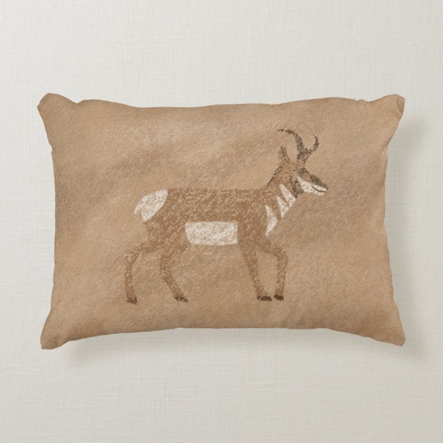 Southwest Pronghorn Walking Antelope Accent Pillow (Front)