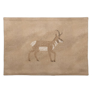 Southwest Pronghorn Walking Antelope Petroglyph Cloth Placemat