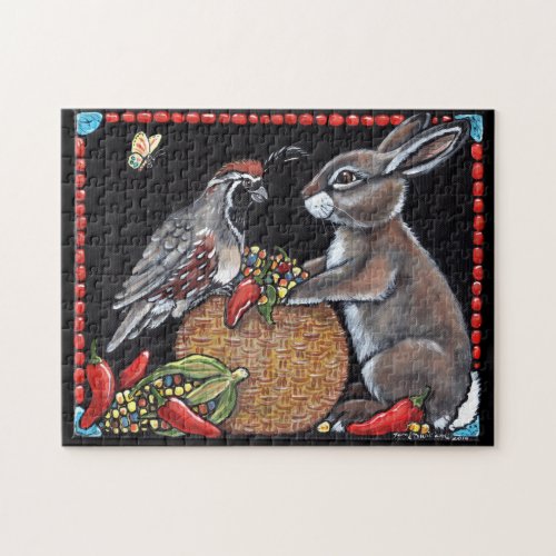 Southwest Rabbit Quail Corn Turquoise Puzzle Hard