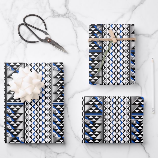 Southwest Rain and Sun in Blue Wrapping Paper Sheets (Front)