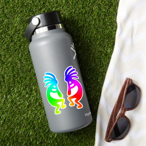 Southwest Rainbow Gradient Kokopelli Pair Sticker