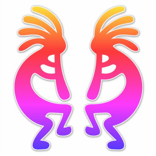 Southwest Rainbow Ombre Kokopelli Silhouette Sticker