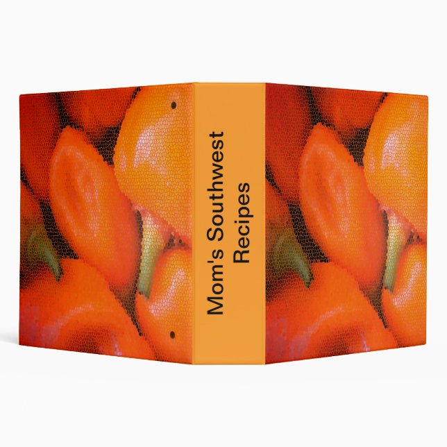 Southwest Recipes Orange Mosaic Chili Peppers  3 Ring Binder (Background)