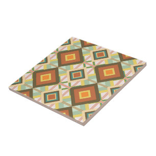 Southwest Retro Pop Art Diamonds Pattern Ceramic Tile