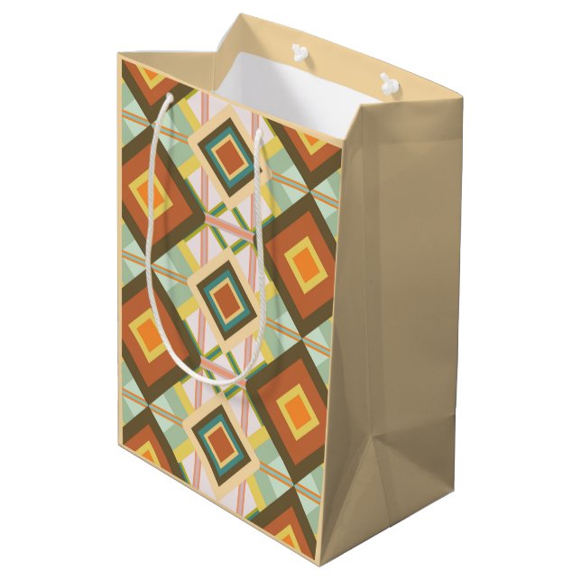 Southwest Retro Pop Art Diamonds Pattern Medium Gift Bag (Back Angled)