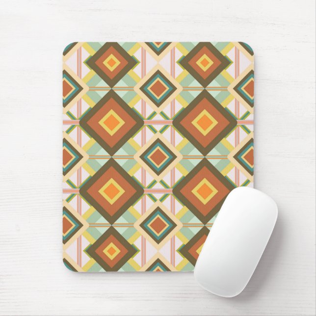 Southwest Retro Pop Art Diamonds Pattern Mouse Pad (With Mouse)