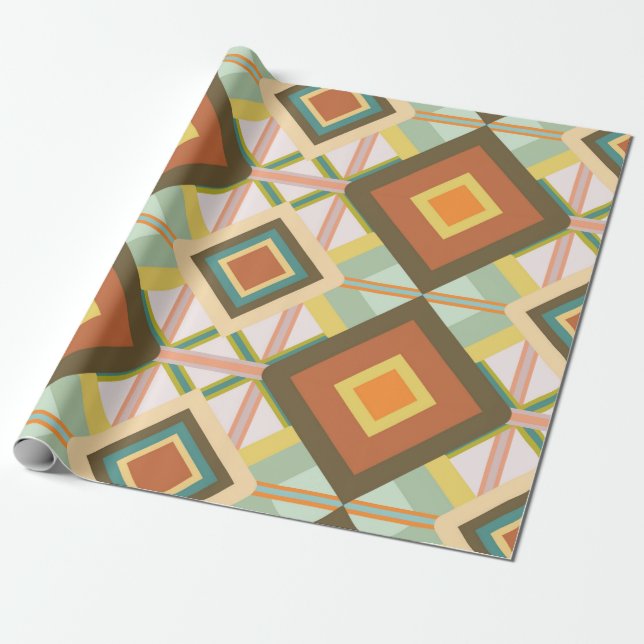 Southwest Retro Pop Art Diamonds Pattern  Wrapping Paper (Unrolled)