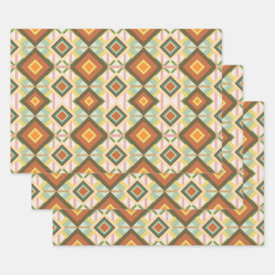 Southwest Retro Pop Art Diamonds Pattern  Wrapping Paper Sheets