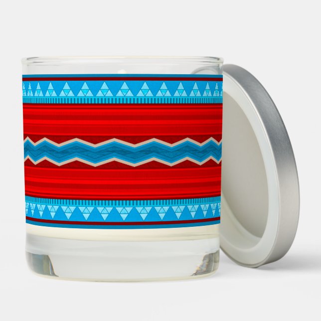 Southwest River Canyon Design Red Turquoise Scented Candle (Lid)