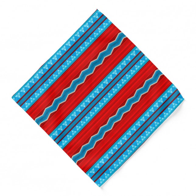 Southwest River Canyon Geometric Red Turquoise Bandana (Front)