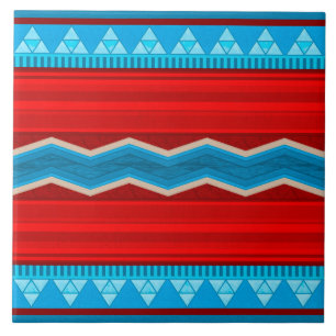 Southwest River Canyon Geometric Red Turquoise Ceramic Tile