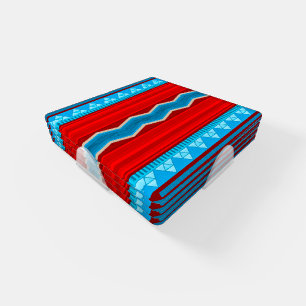 Southwest River Canyon Geometric Red Turquoise Coaster Set