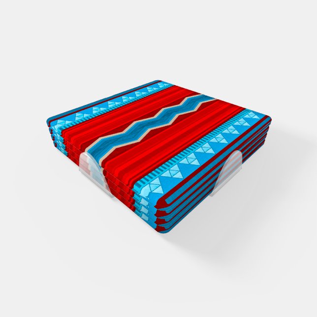 Southwest River Canyon Geometric Red Turquoise Coaster Set (Set)