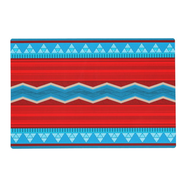Southwest River Canyon Geometric Red Turquoise Placemat (Front)