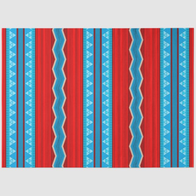 Southwest River Canyon Geometric Red Turquoise Tissue Paper (Front)