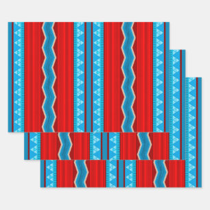 Southwest River Canyon Geometric Red Turquoise Wrapping Paper Sheets