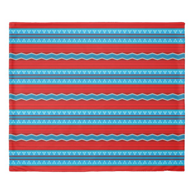Southwest River Canyon Pattern Red Turquoise King Duvet Cover (Front)