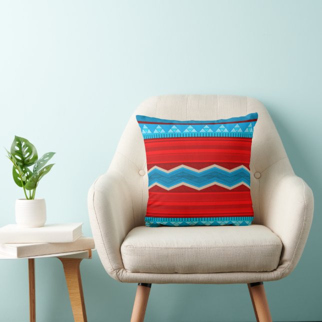 Southwest River Canyon Red and Turquoise 16in Throw Pillow (Chair)