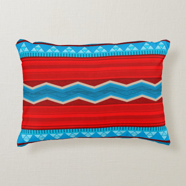 Southwest River Canyon Red and Turquoise Accent Pillow (Front)