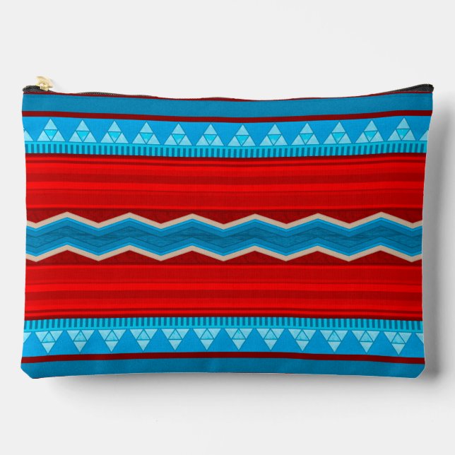 Southwest River Canyon Red and Turquoise Large Accessory Pouch (Front)