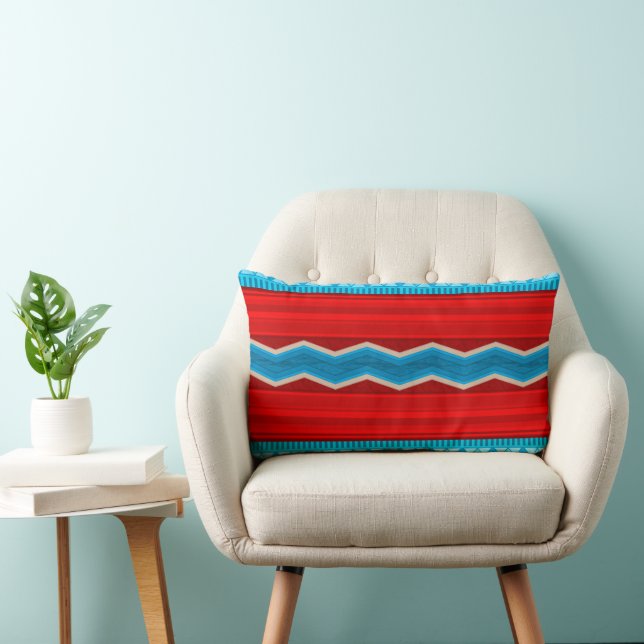 Southwest River Canyon Red and Turquoise Lumbar Pillow (Chair)