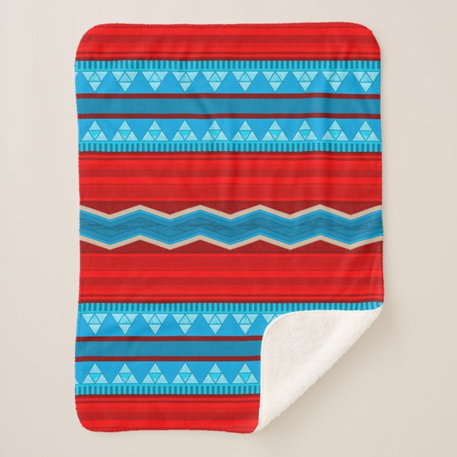 Southwest River Canyon Red and Turquoise Sherpa Blanket (Front)