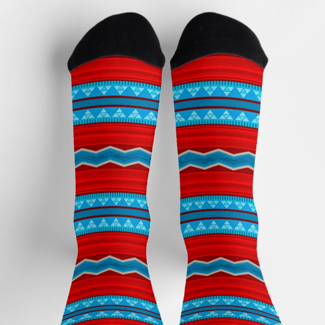 Southwest River Canyon Red and Turquoise Socks (Top)