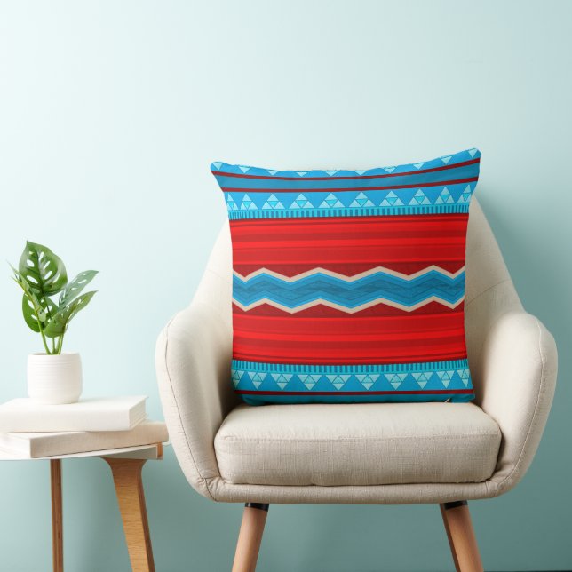 Southwest River Canyon Red and Turquoise Throw Pillow (Chair)